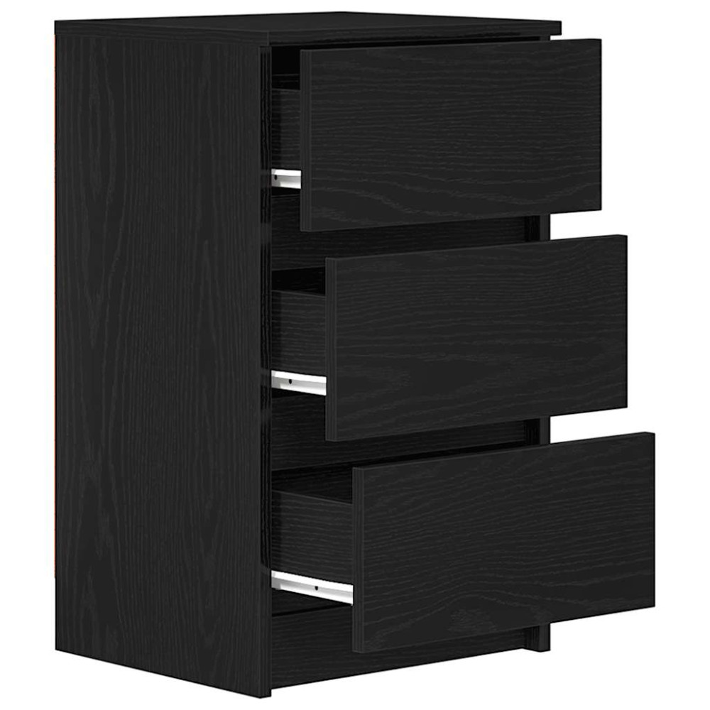 Produktbild för Sängbord med 3 lådor 2 st svart 39x35x65 cm