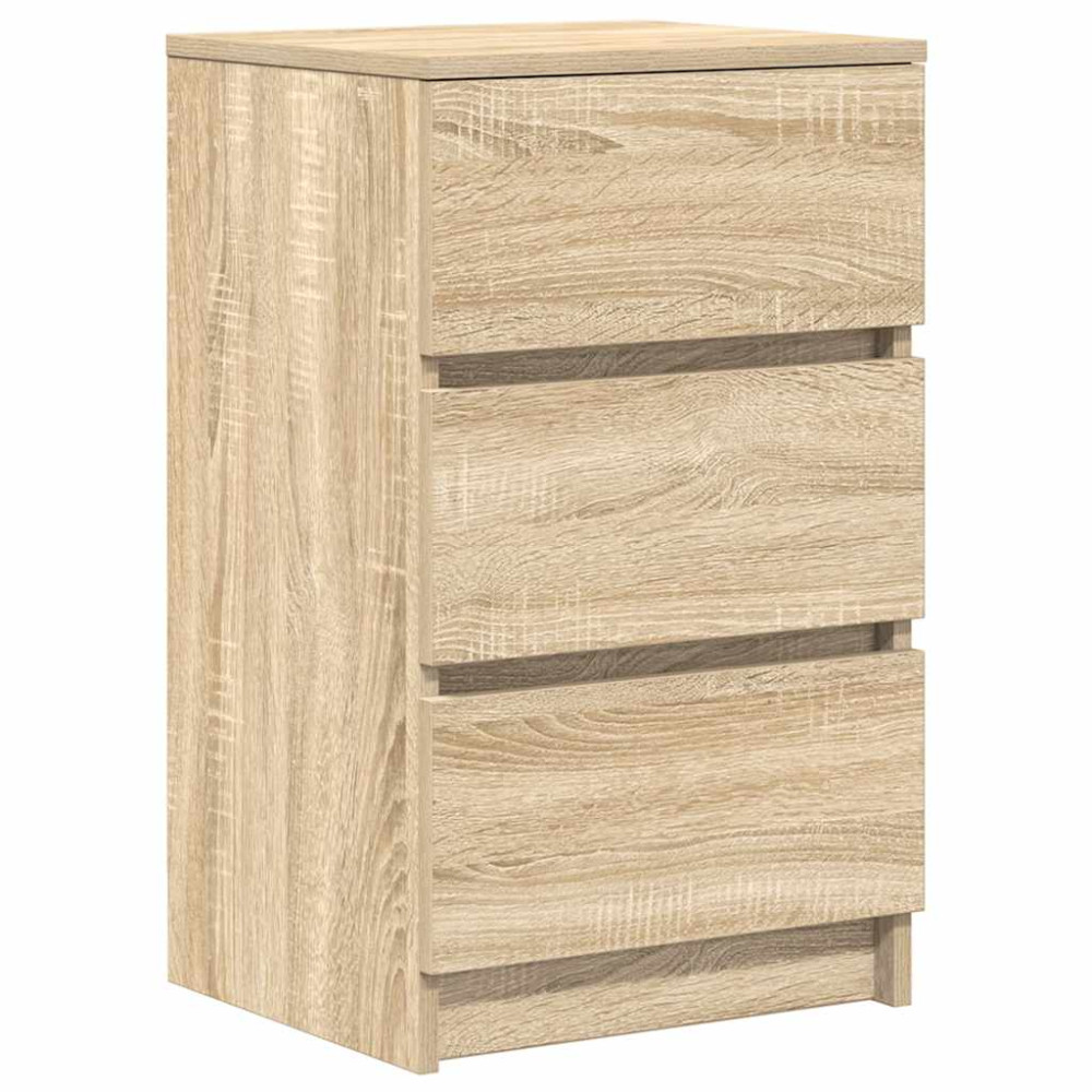 Produktbild för Sängbord med 3 lådor sonoma ek 39x35x65 cm