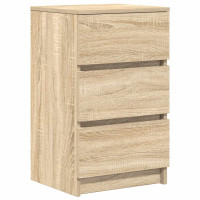 Produktbild för Sängbord med 3 lådor sonoma ek 39x35x65 cm