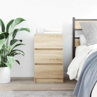 Produktbild för Sängbord med 3 lådor sonoma ek 39x35x65 cm