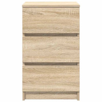 Produktbild för Sängbord med 3 lådor sonoma ek 39x35x65 cm
