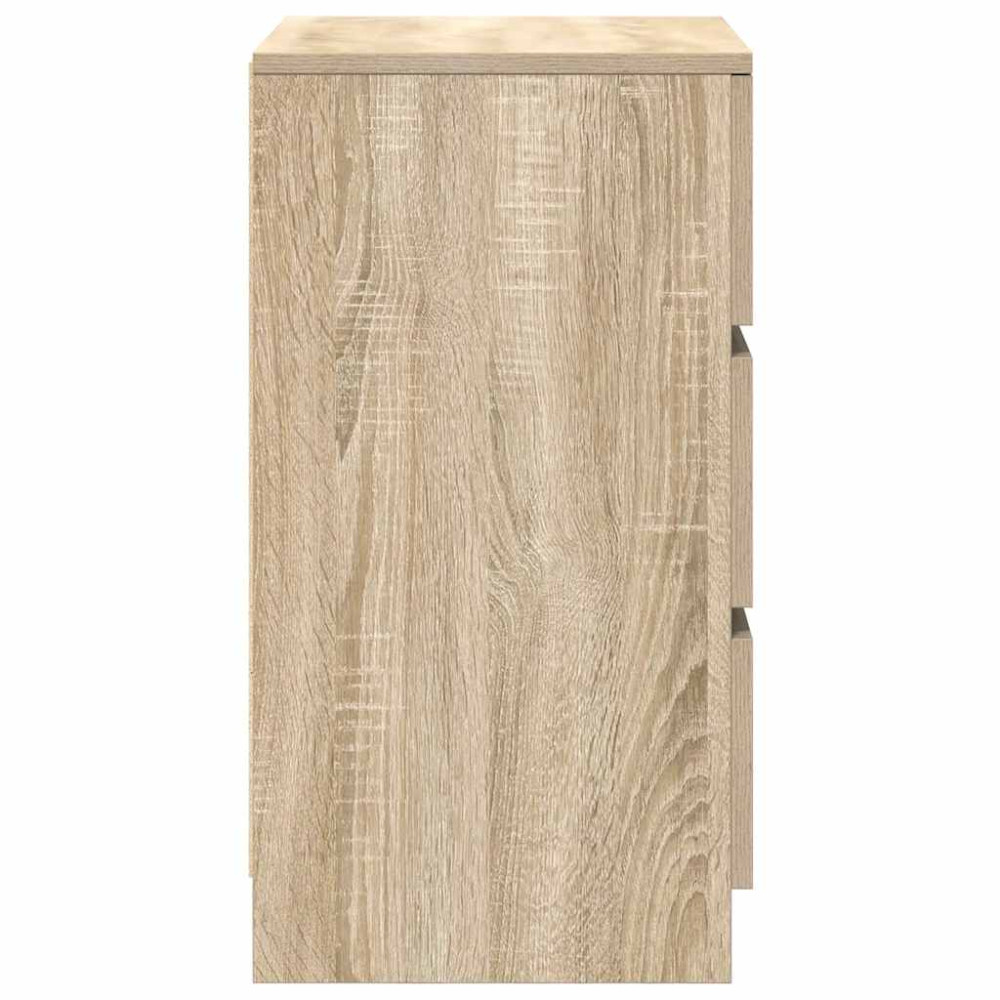 Produktbild för Sängbord med 3 lådor sonoma ek 39x35x65 cm