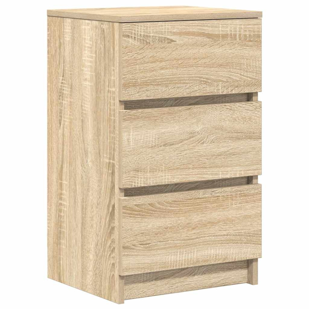 Produktbild för Sängbord med 3 lådor 2 st, Sonoma Ek 39x35x65 cm