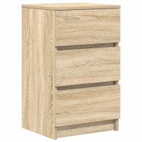 Produktbild för Sängbord med 3 lådor 2 st, Sonoma Ek 39x35x65 cm