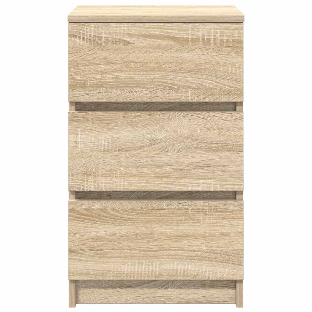 Produktbild för Sängbord med 3 lådor 2 st, Sonoma Ek 39x35x65 cm