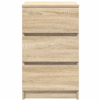 Produktbild för Sängbord med 3 lådor 2 st, Sonoma Ek 39x35x65 cm