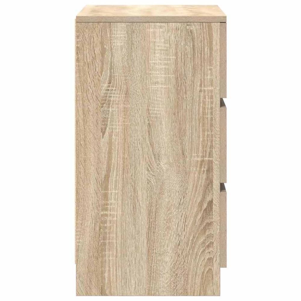 Produktbild för Sängbord med 3 lådor 2 st, Sonoma Ek 39x35x65 cm