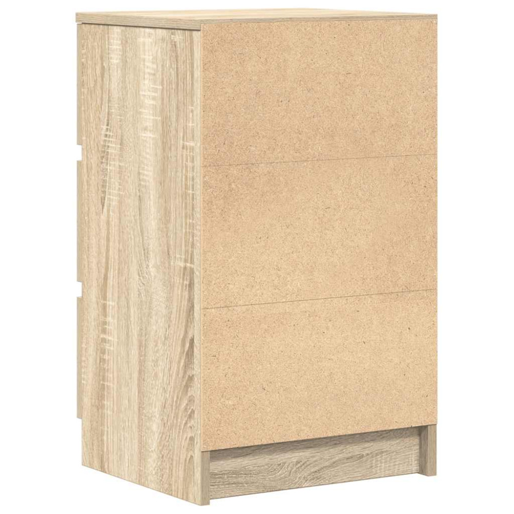 Produktbild för Sängbord med 3 lådor 2 st, Sonoma Ek 39x35x65 cm