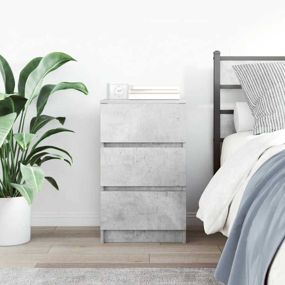 Produktbild för Sängbord med 3 lådor betonggrå 39x35x65 cm