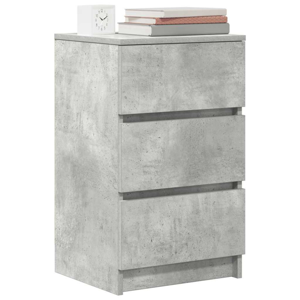 Produktbild för Sängbord med 3 lådor betonggrå 39x35x65 cm