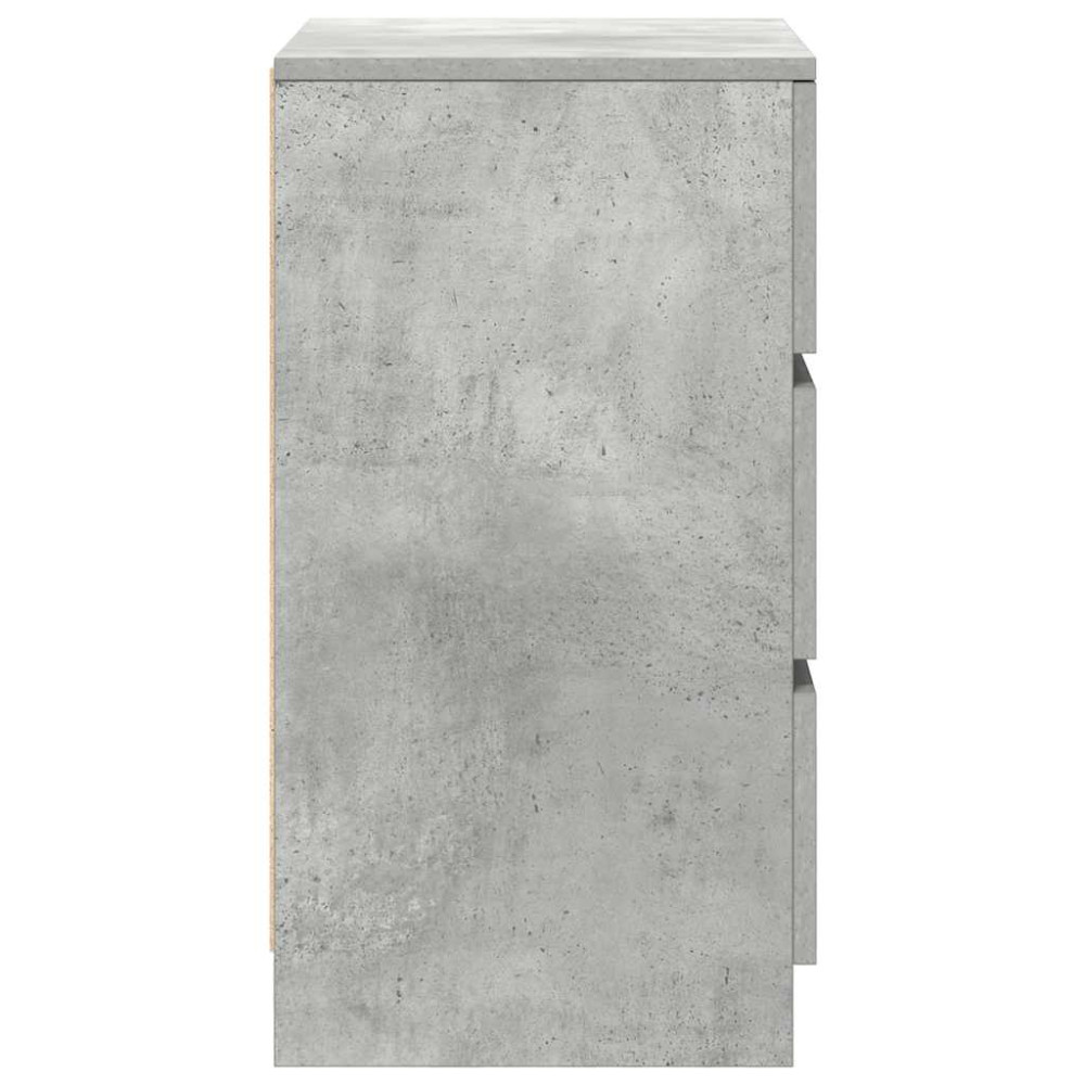 Produktbild för Sängbord med 3 lådor betonggrå 39x35x65 cm