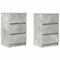 Produktbild för Sängbord med 3 lådor 2 st betonggrå 39x35x65 cm