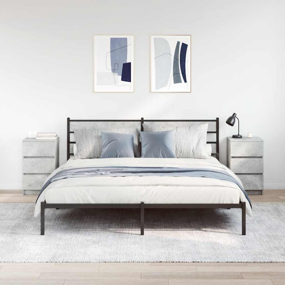 Produktbild för Sängbord med 3 lådor 2 st betonggrå 39x35x65 cm