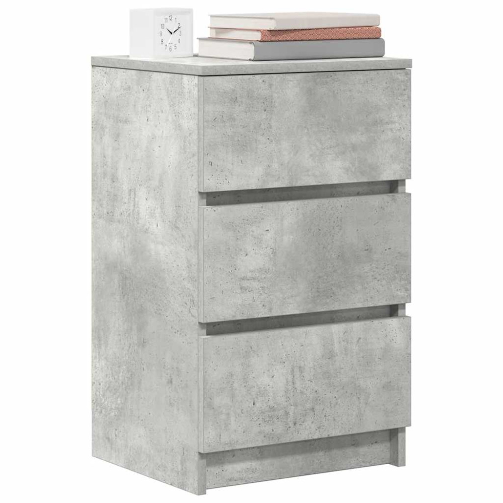 Produktbild för Sängbord med 3 lådor 2 st betonggrå 39x35x65 cm