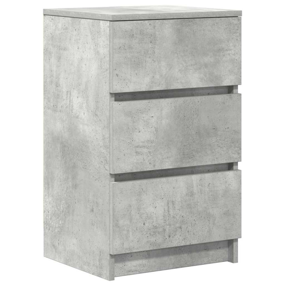 Produktbild för Sängbord med 3 lådor 2 st betonggrå 39x35x65 cm