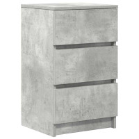 Produktbild för Sängbord med 3 lådor 2 st betonggrå 39x35x65 cm