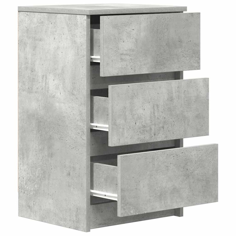 Produktbild för Sängbord med 3 lådor 2 st betonggrå 39x35x65 cm