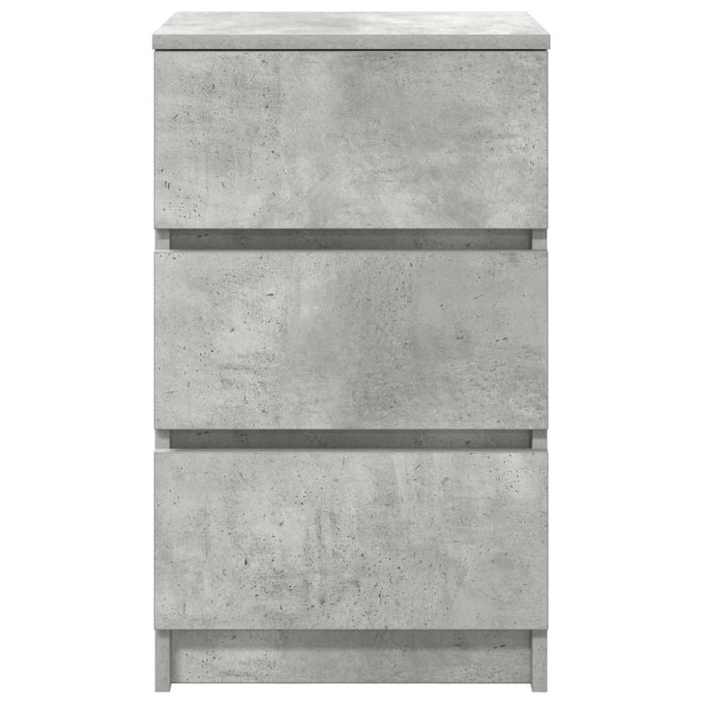 Produktbild för Sängbord med 3 lådor 2 st betonggrå 39x35x65 cm