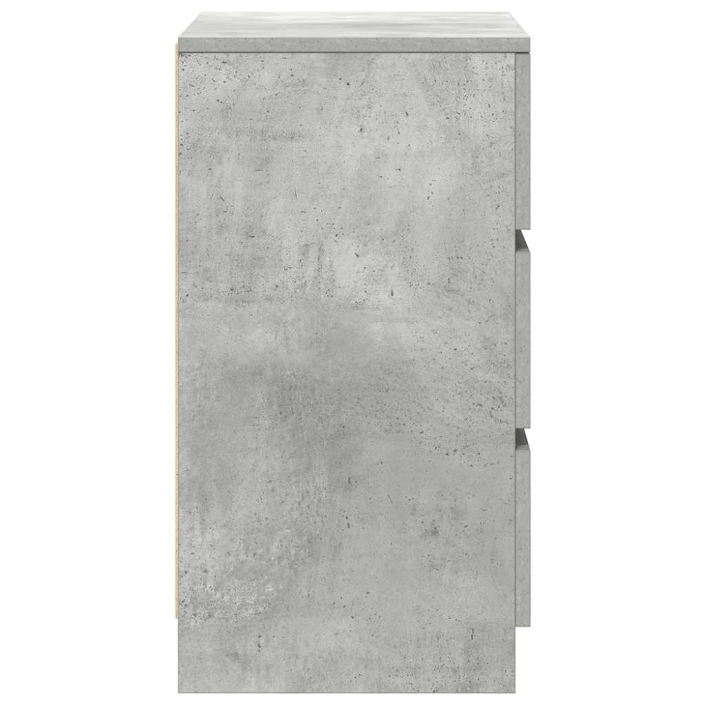 Produktbild för Sängbord med 3 lådor 2 st betonggrå 39x35x65 cm