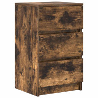 Produktbild för Sängbord med 3 lådor 2 st, rökt ek 39x35x65 cm