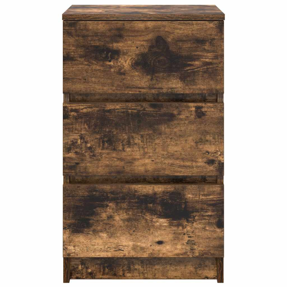 Produktbild för Sängbord med 3 lådor 2 st, rökt ek 39x35x65 cm