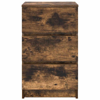 Produktbild för Sängbord med 3 lådor 2 st, rökt ek 39x35x65 cm