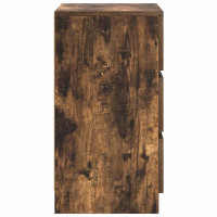 Produktbild för Sängbord med 3 lådor 2 st, rökt ek 39x35x65 cm