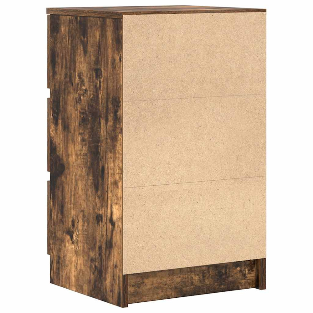 Produktbild för Sängbord med 3 lådor 2 st, rökt ek 39x35x65 cm
