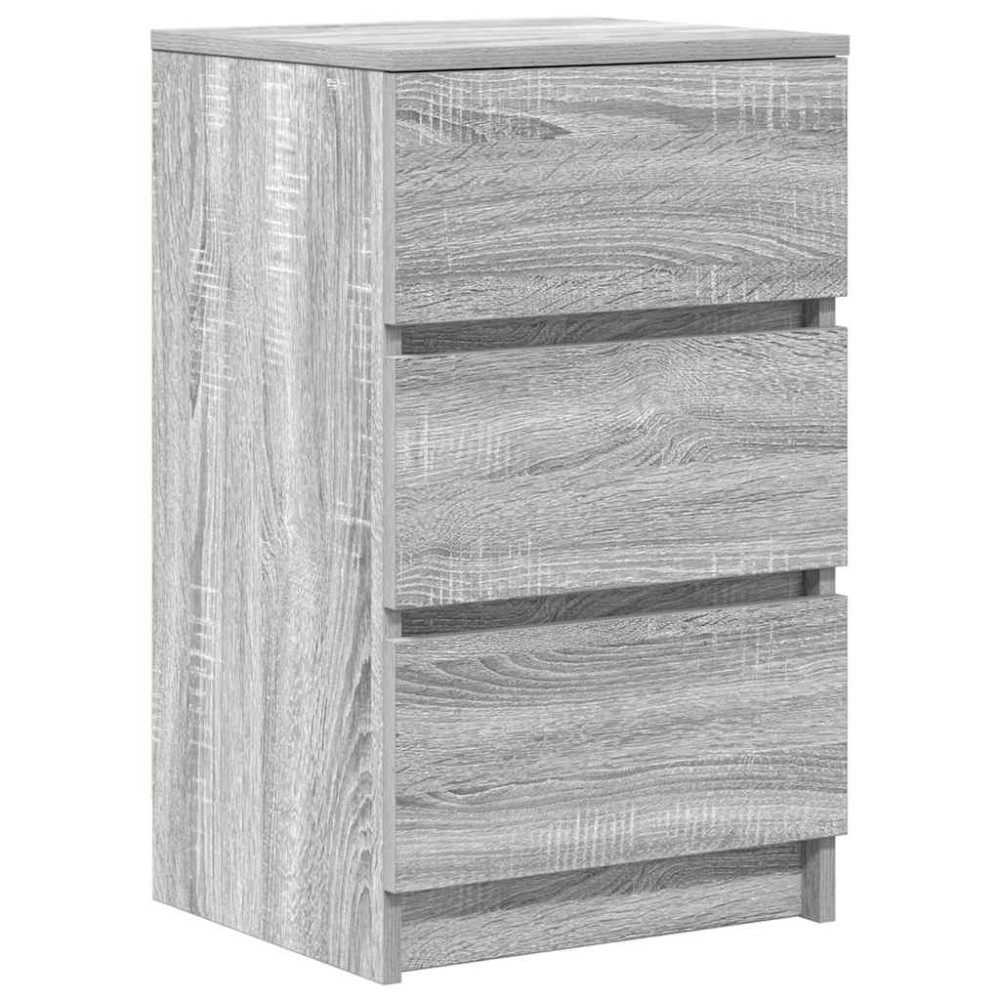 Produktbild för Sängbord med 3 lådor 2 st grå Sonoma 39x35x65 cm