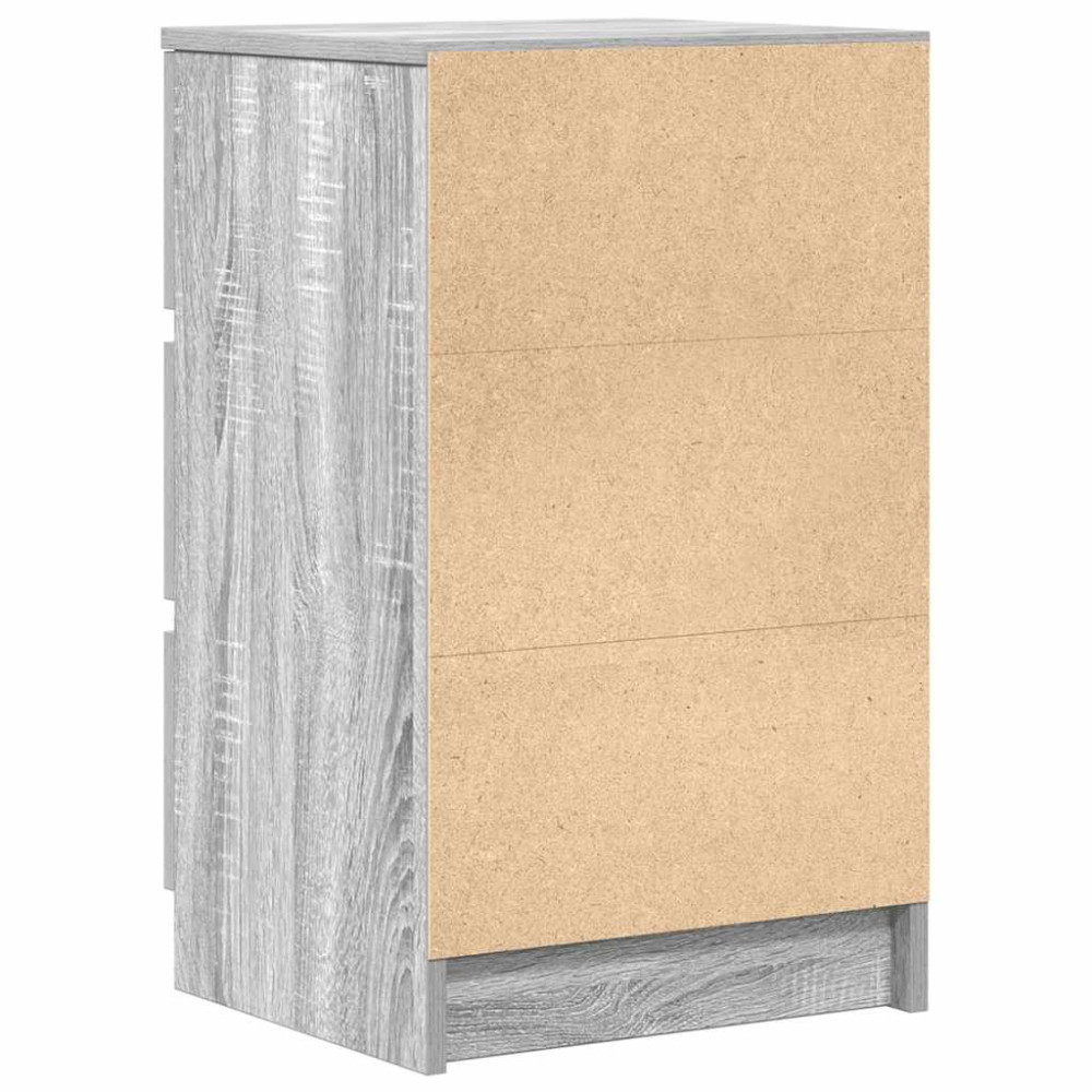 Produktbild för Sängbord med 3 lådor 2 st grå Sonoma 39x35x65 cm