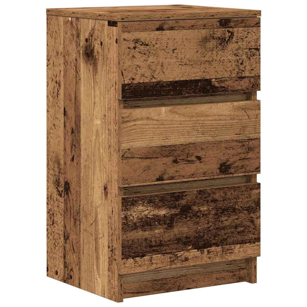 Produktbild för Sängbord med 3 lådor 2 st gammalt trä 39x35x65 cm