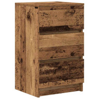 Produktbild för Sängbord med 3 lådor 2 st gammalt trä 39x35x65 cm