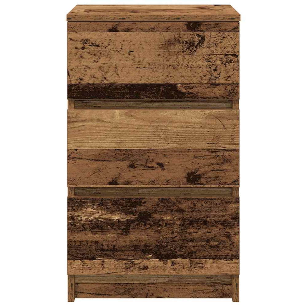 Produktbild för Sängbord med 3 lådor 2 st gammalt trä 39x35x65 cm