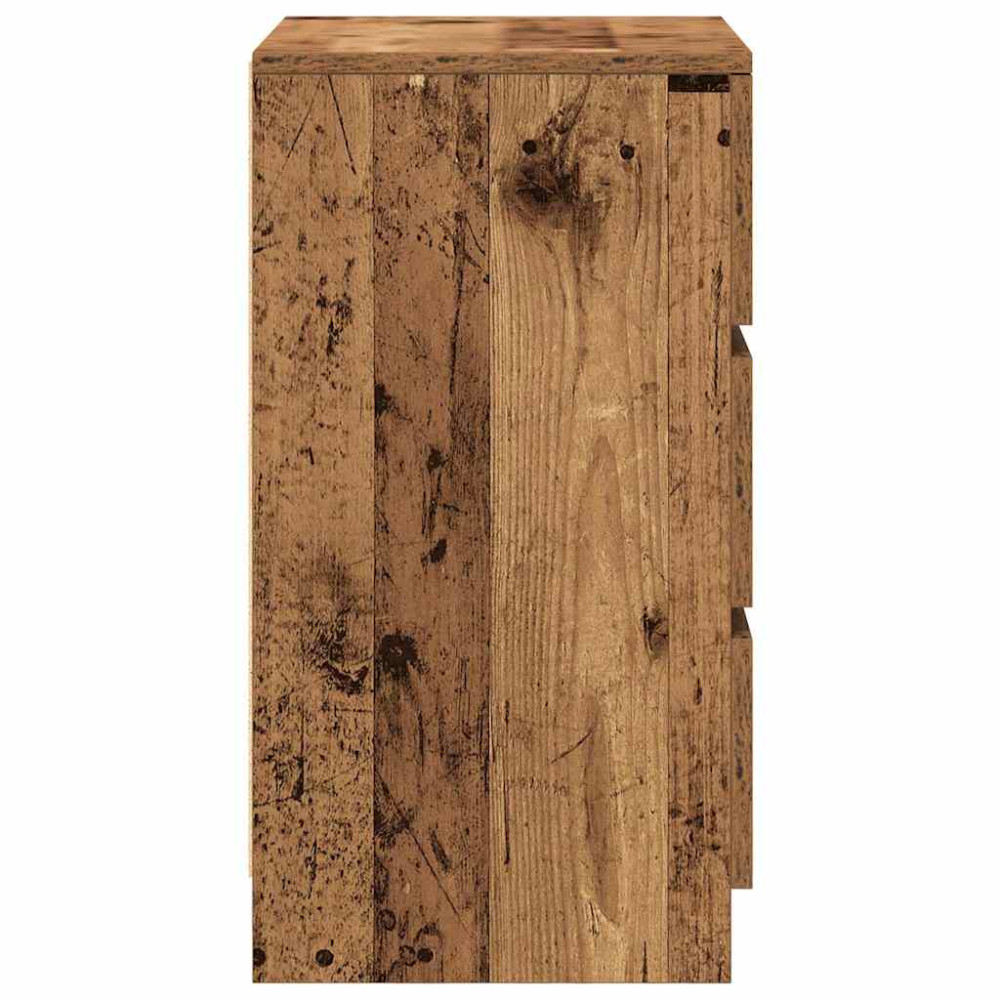 Produktbild för Sängbord med 3 lådor 2 st gammalt trä 39x35x65 cm