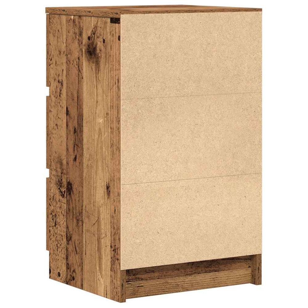 Produktbild för Sängbord med 3 lådor 2 st gammalt trä 39x35x65 cm