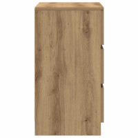 Produktbild för Sängbord med 3 lådor hantverksmässig ek 39x35x65 cm