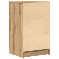 Produktbild för Sängbord med 3 lådor hantverksmässig ek 39x35x65 cm