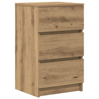 Produktbild för Sängbord med 3 lådor 2 st hantverksmässig ek 39x35x65 cm