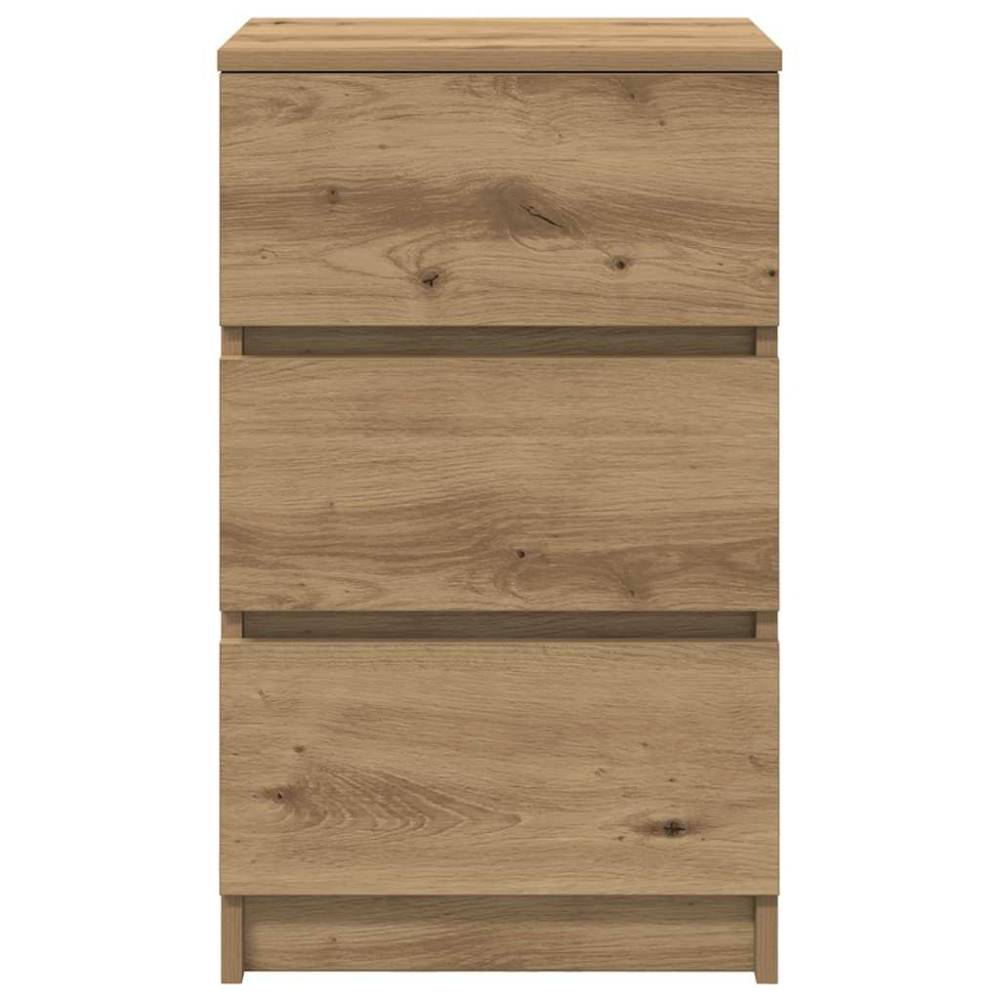 Produktbild för Sängbord med 3 lådor 2 st hantverksmässig ek 39x35x65 cm