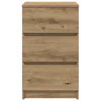 Produktbild för Sängbord med 3 lådor 2 st hantverksmässig ek 39x35x65 cm