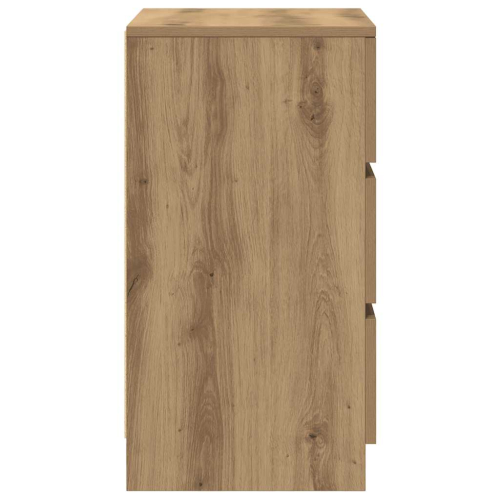 Produktbild för Sängbord med 3 lådor 2 st hantverksmässig ek 39x35x65 cm