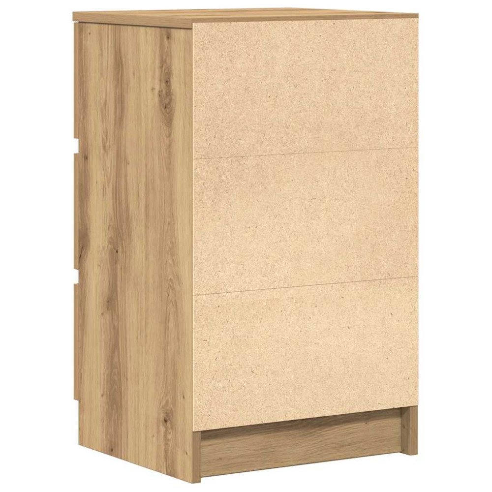 Produktbild för Sängbord med 3 lådor 2 st hantverksmässig ek 39x35x65 cm