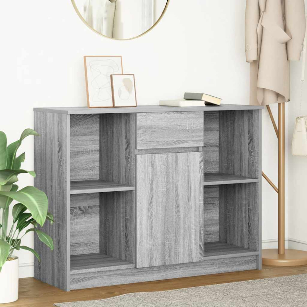 Produktbild för Skänk med låda grå sonoma 101x35x76 cm konstruerat trä