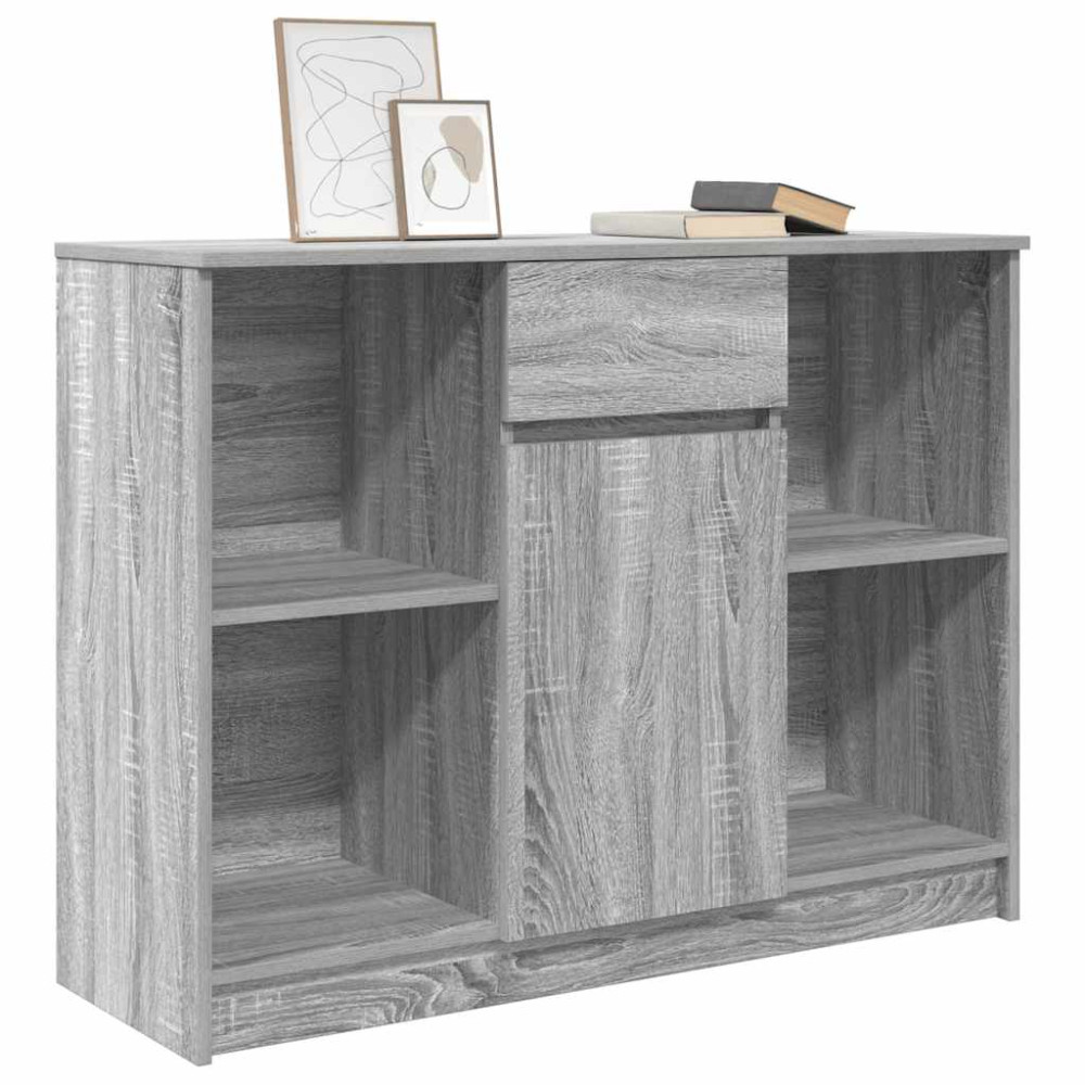 Produktbild för Skänk med låda grå sonoma 101x35x76 cm konstruerat trä