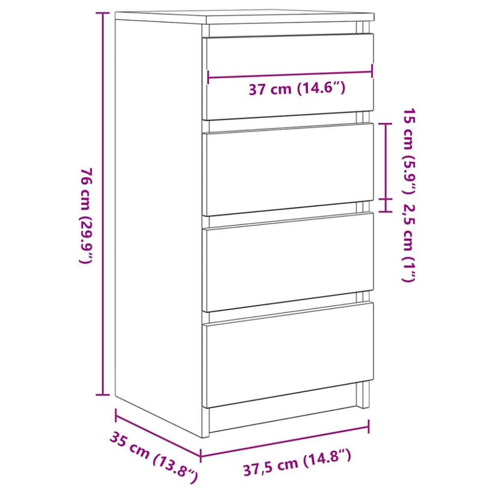 Produktbild för Skänk Sonoma ek 37,5x35x76 cm konstruerat trä