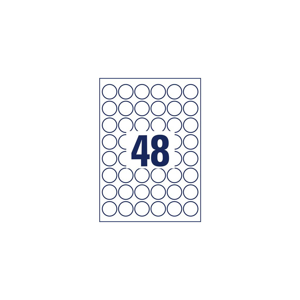 Produktbild för Etikett AVERY papper Ø30mm vit 480/fp
