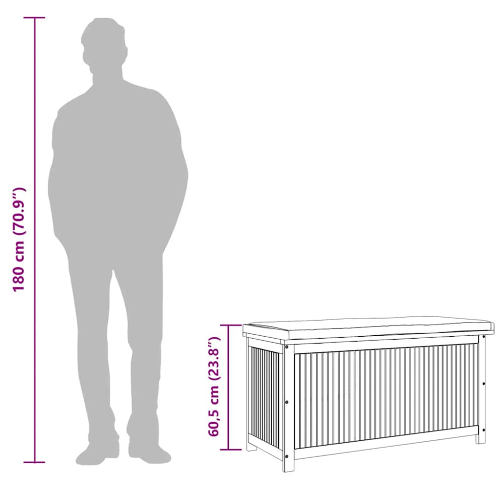 Produktbild för Kuddlåda utomhus 113x50x60,5 cm massivt trä akacia