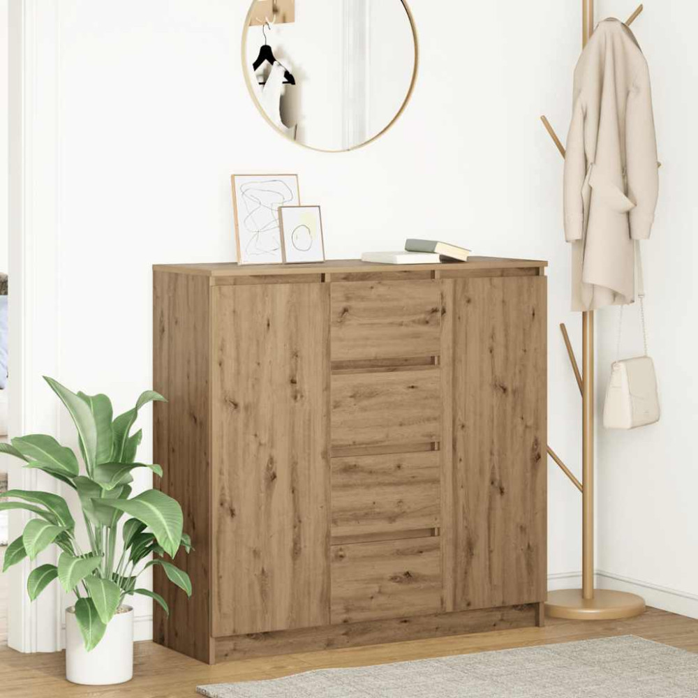 Produktbild för Skänk med lådor hantverksmässig ek 100,5x35x98,5 cm
