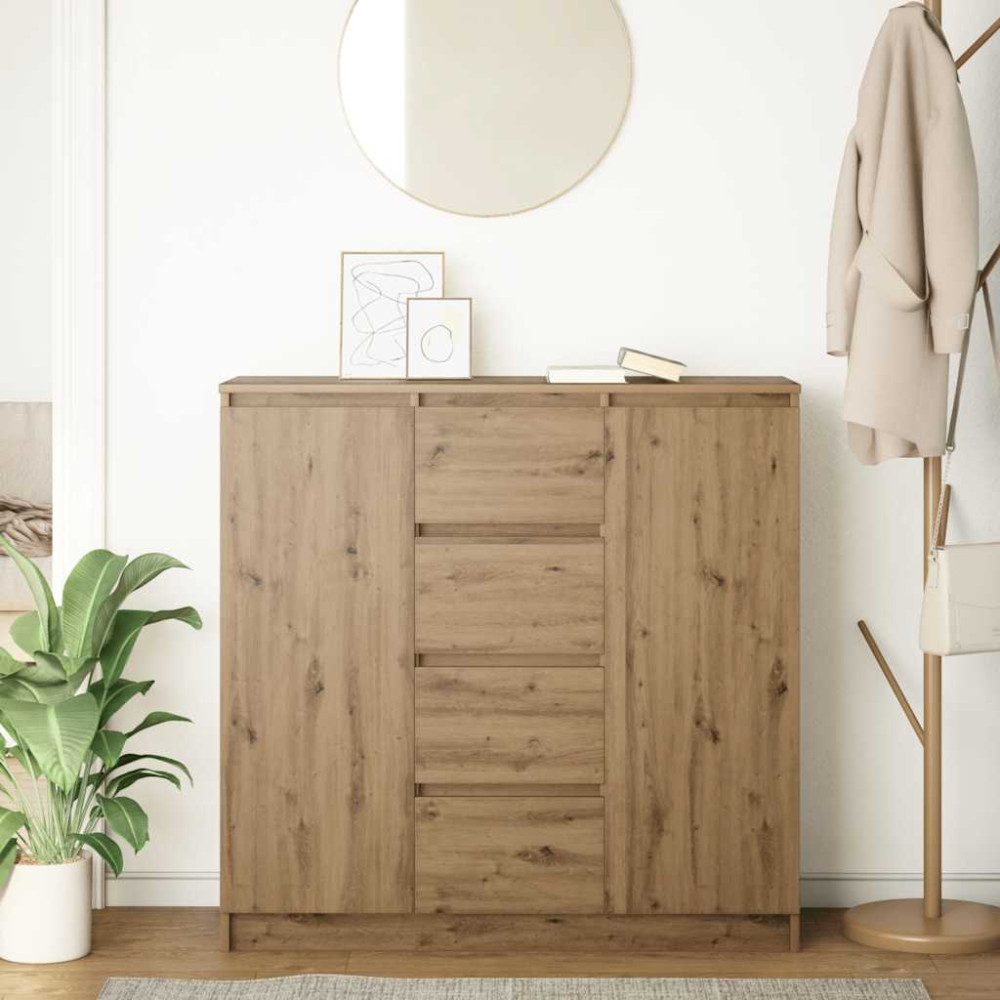 Produktbild för Skänk med lådor hantverksmässig ek 100,5x35x98,5 cm