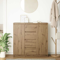 Produktbild för Skänk med lådor hantverksmässig ek 100,5x35x98,5 cm